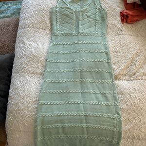 Pink Lily Mint Green Textured Midi Dress